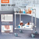 VEVOR Stainless Steel Lab Rolling Cart with Casters