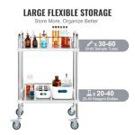 VEVOR Stainless Steel Lab Rolling Cart with Casters
