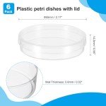 Patikil 55mm Plastic Petri Dishes with Lid - 6 Pack