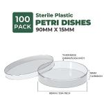 Sterile Thick Plastic Petri Dishes - 100 Pack