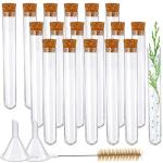 Plastic Test Tubes with Cork Stoppers - 20 Pack