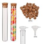 30pcs Clear Plastic Test Tubes with Cork Stoppers