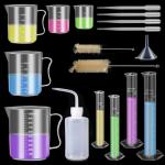 Plastic Graduated Cylinders and Beakers Set with Accessories