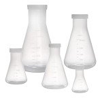 Set of 10 Plastic Erlenmeyer Flasks with Caps