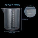 18 Pack 1000 ml Plastic Graduated Beakers