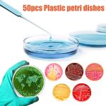 50 Pack Sterile Plastic Petri Dishes with Lids