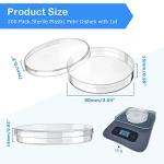 200 Pack Sterile Plastic Petri Dishes, 90mm