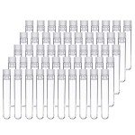 50 Clear Plastic Test Tubes with Caps - 10ml