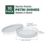 10 Pack Sterile Clear Petri Dishes with Vents