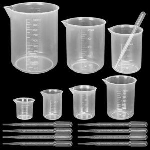 Plastic Beaker Set with 20 Droppers - 7 Sizes