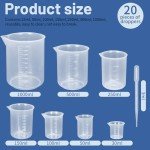 Plastic Beaker Set with 20 Droppers - 7 Sizes