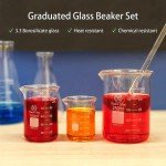 HUAOU Glass Beaker Set – 50ml, 100ml, 250ml