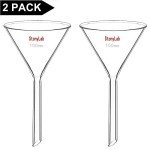 StonyLab 2-Pack Borosilicate Glass Funnels - 100mm