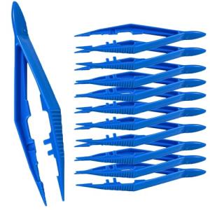 Blue Disposable Plastic Forceps Tweezers - Pack of 10