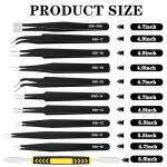 11-Piece Precision ESD Tweezers Set with Bag