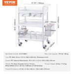 VEVOR 3-Tier Mobile Lab Utility Cart with Wheels