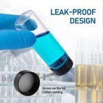 12 Pack Clear Glass Vials with Black Caps