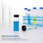 12 Pack Clear Glass Vials with Black Caps