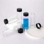 12 Pack Clear Glass Vials with Black Caps