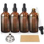 4 Pack 100ml Dark Amber Dropper Bottles