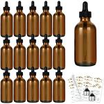 16 Pack Amber Glass Boston Bottles with Droppers