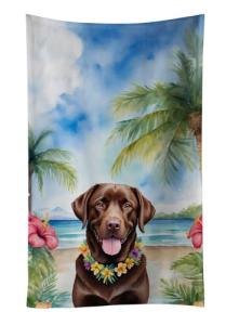 Chocolate Labrador Luau Kitchen Towel