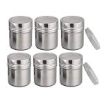 Stainless Steel Powder Shaker Set with Lid (6 Pcs)