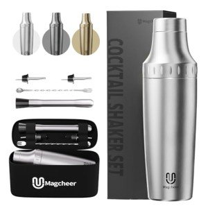 Magcheer Insulated Cocktail Shaker Set - 30oz Silver