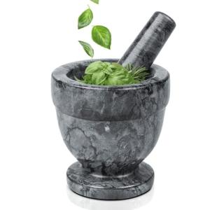 Black Granite Mortar and Pestle Set - 4 Inch