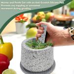 Granite Mortar and Pestle Set with Silicone Pad