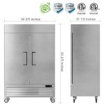 54" Stainless Steel 2-Door Commercial Freezer