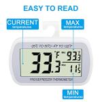 Digital Waterproof Refrigerator Thermometer with LCD Display (2-Pack)