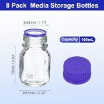8 Pack 100ml Borosilicate Glass Lab Storage Bottles