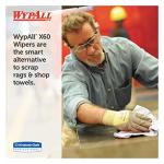 Wypall X60 White Reusable Wipers, 180 Sheets