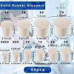 44 Assorted White Rubber Lab Cork Stoppers