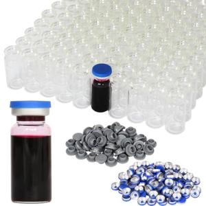 10ml Clear Glass Vials with Rubber Stoppers - 100 Pack