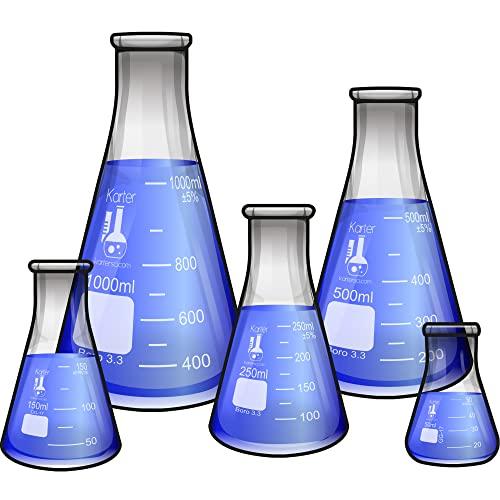 Karter Scientific 5-Piece Glass Flask Set