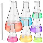 Glass Erlenmeyer Flask Set with Stirring Rods - 9 Pack