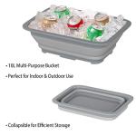 Portable 10-Liter Collapsible Ice Bucket - Gray