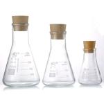 Glass Erlenmeyer Flask Set with Rubber Stoppers