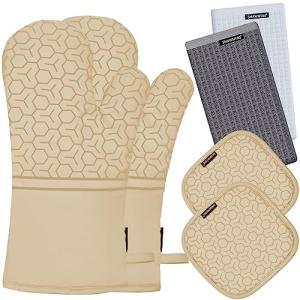6-Piece High Heat Oven Mitts & Potholders Set