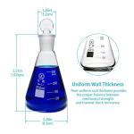 HUAOU 3pc Glass Erlenmeyer Flask Set with Stopper