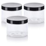 JUVITUS 6 oz Clear Refillable Plastic Jars (3 Pack)