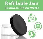 JUVITUS 6 oz Clear Refillable Plastic Jars (3 Pack)