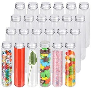 Transparent Flat Plastic Sample Vial with Screw Caps