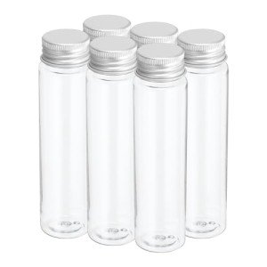 80ml Plastic Test Tubes with Screw Caps - 6 Pack