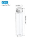 80ml Plastic Test Tubes with Screw Caps - 6 Pack