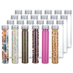 50 Pcs Clear Plastic Test Tubes with Caps
