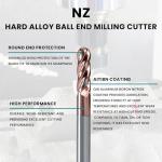 1/8" Carbide Ball Nose End Mills - 4 Flute