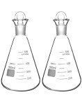 QWORK 500ml Borosilicate Glass Erlenmeyer Flask - 2 Pack